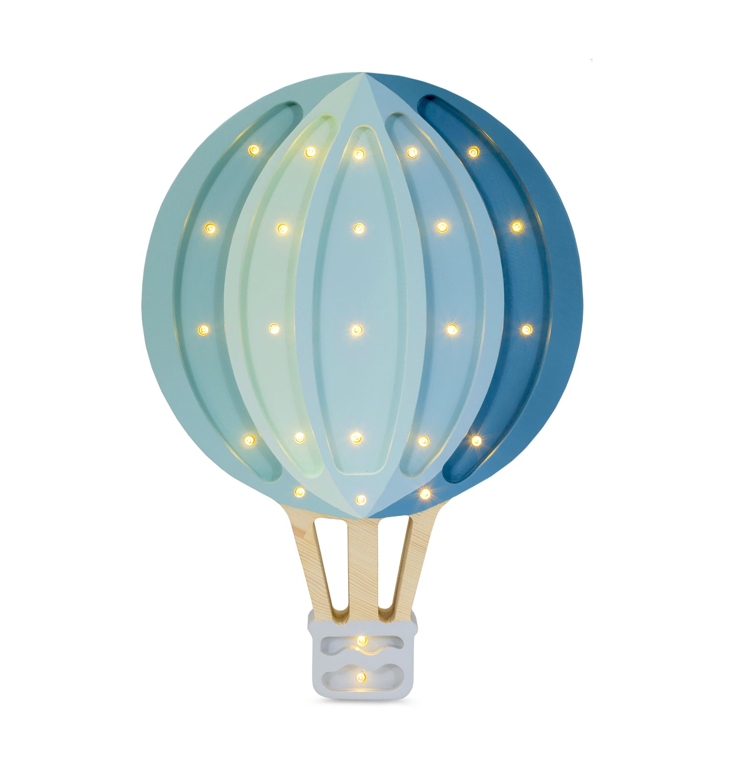 Lampe montgolfière en bois Little Lights. Couleur : dégradé de bleu.