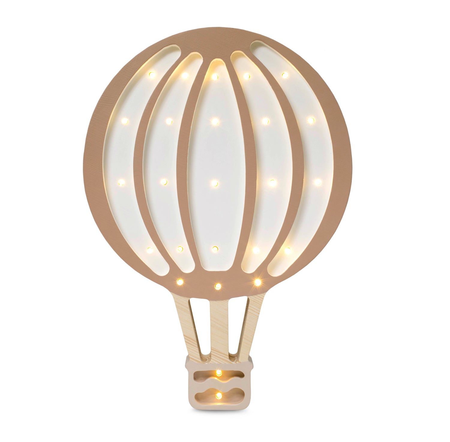 Lampe montgolfière en bois Little Lights, modèle capuccino, marron