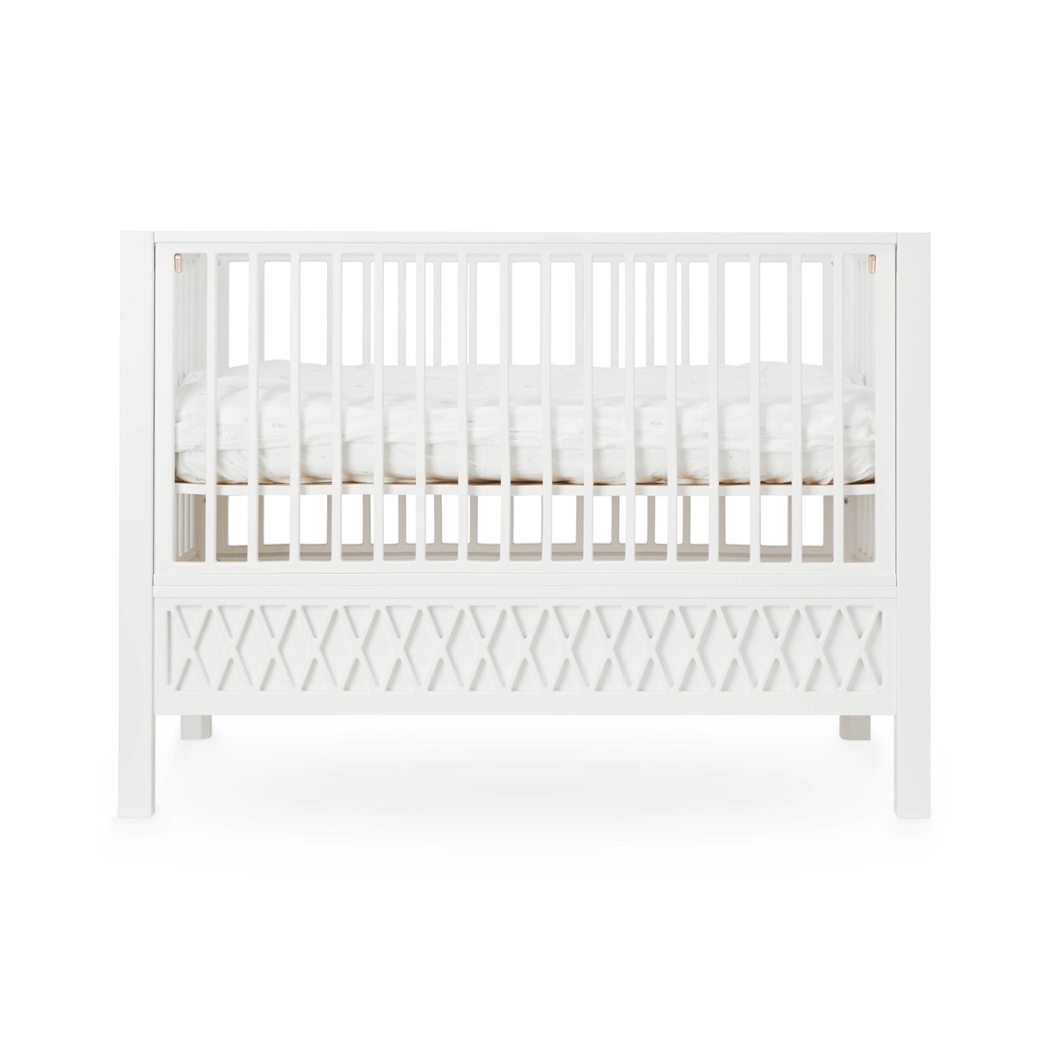 Lit bébé blanc évolutif Harlequin 60x120 vu de face
