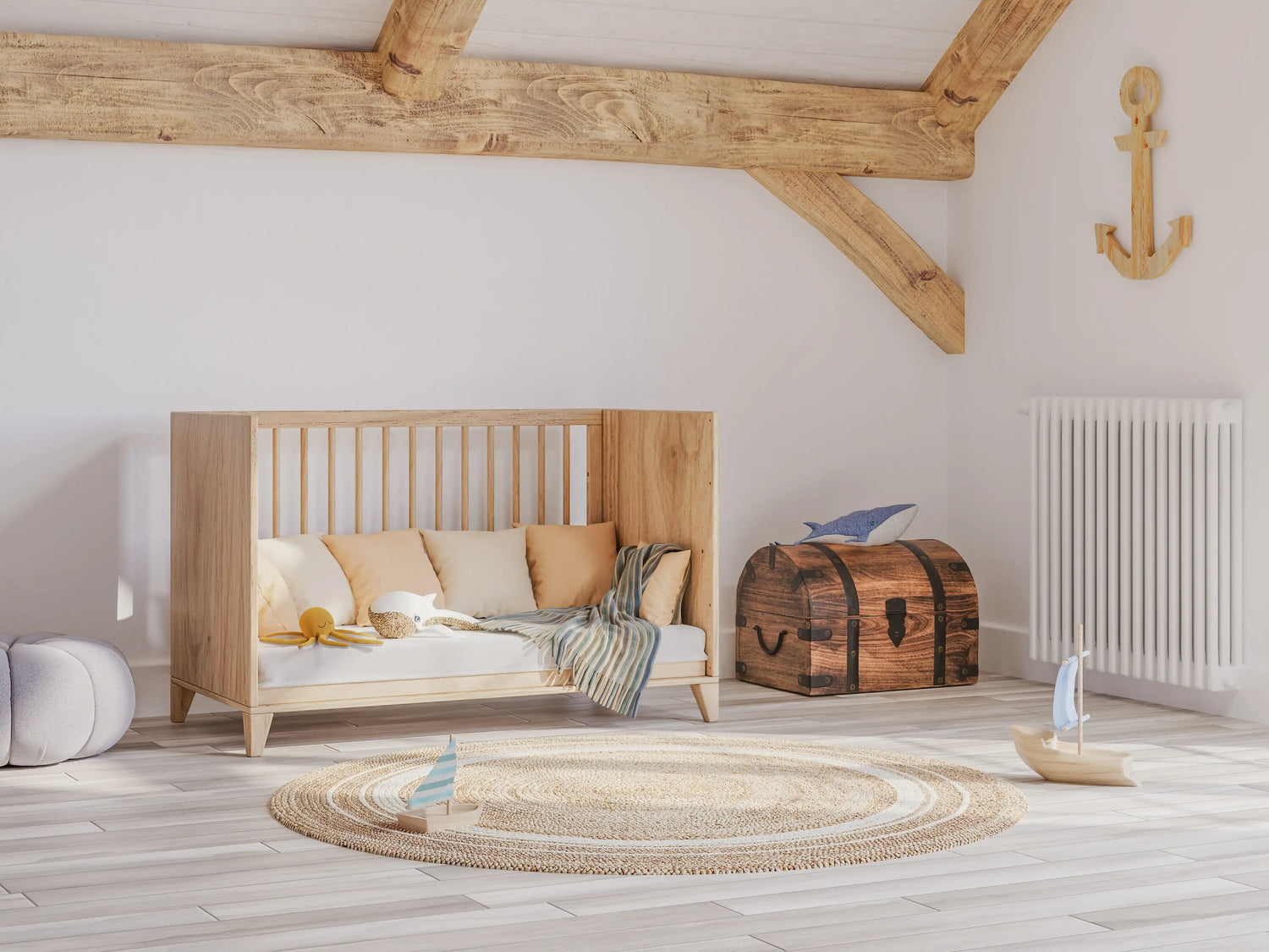 Transformation du lit évolutif naissance en petit sofa pour enfant. Naia. Theo Bebe.