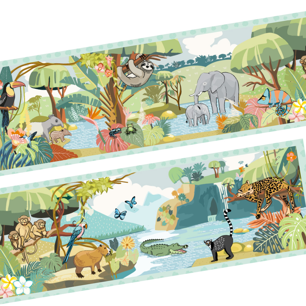 Livre bébé en tissu. Plein de couleurs, histoire captivante des animaux de la jungle. Livre en tissu léger, facile à transporter et à manipuler pour les bébés.