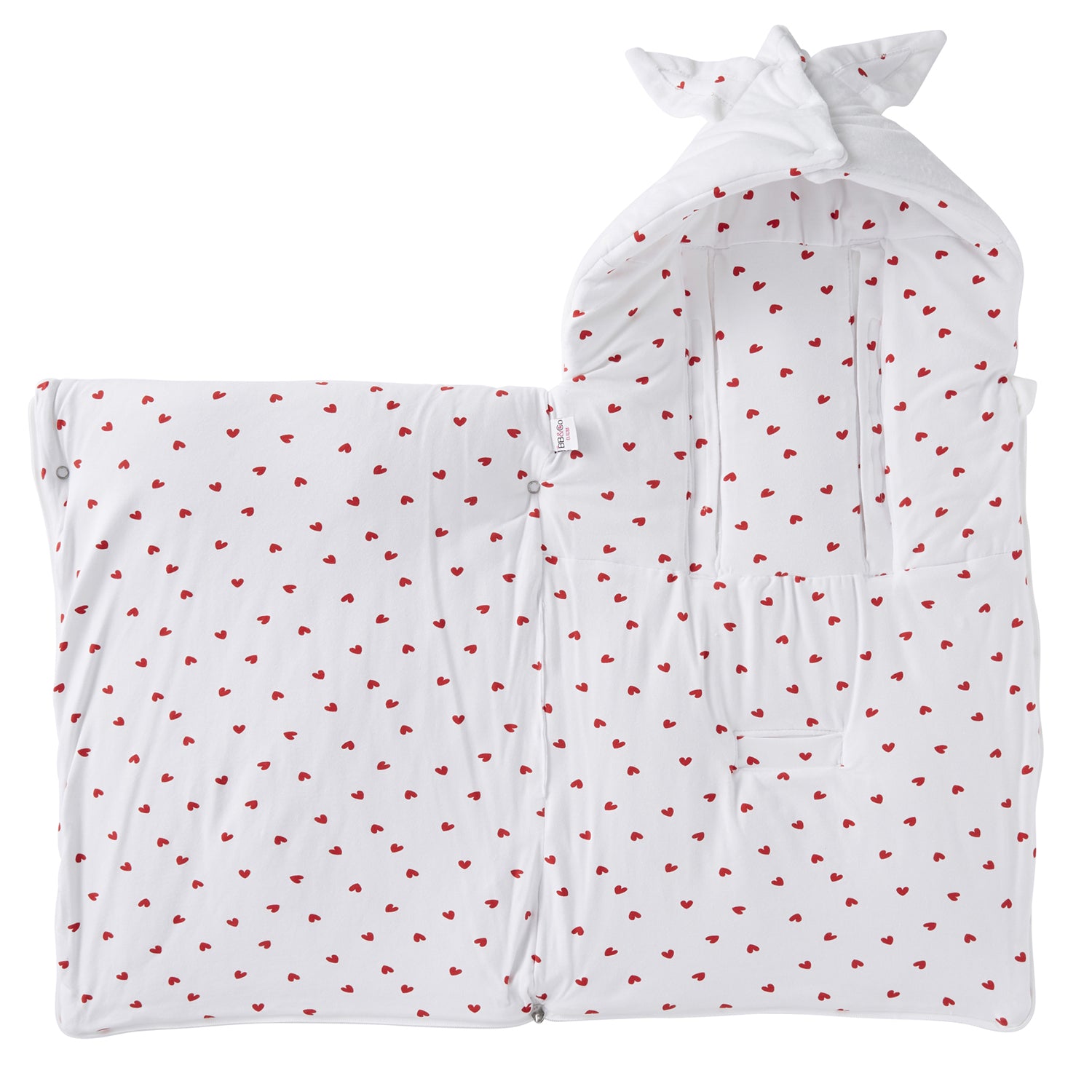 Nid d'ange cosy blanc, intérieur motif. Idée cadeau de naissance pratique et utile pour les premières sorties de bébé. 