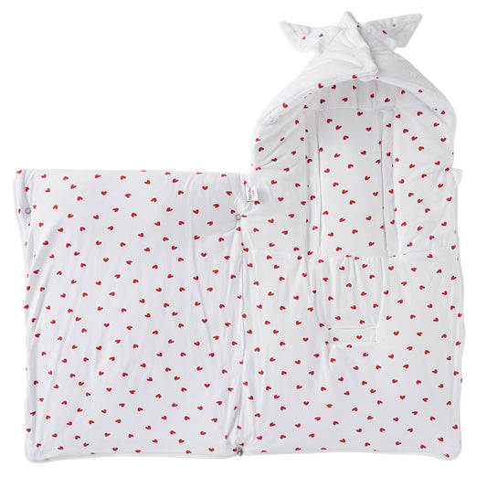 Nid d'ange cosy blanc, intérieur motif. Idée cadeau de naissance pratique et utile pour les premières sorties de bébé. 