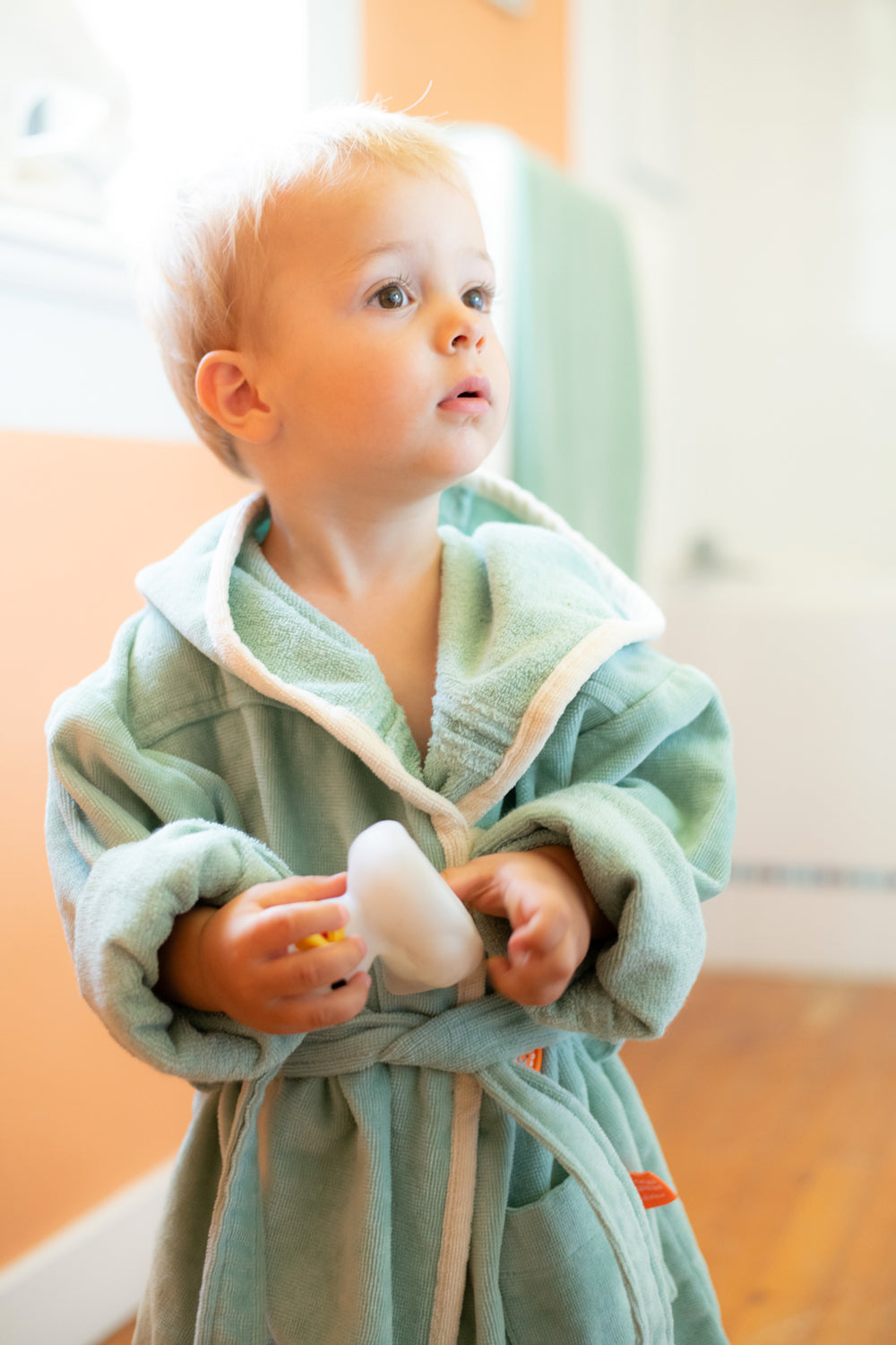 Peignoir enfant personnalisé prénom certifié Oeko-Tex, taille 2–4 ans