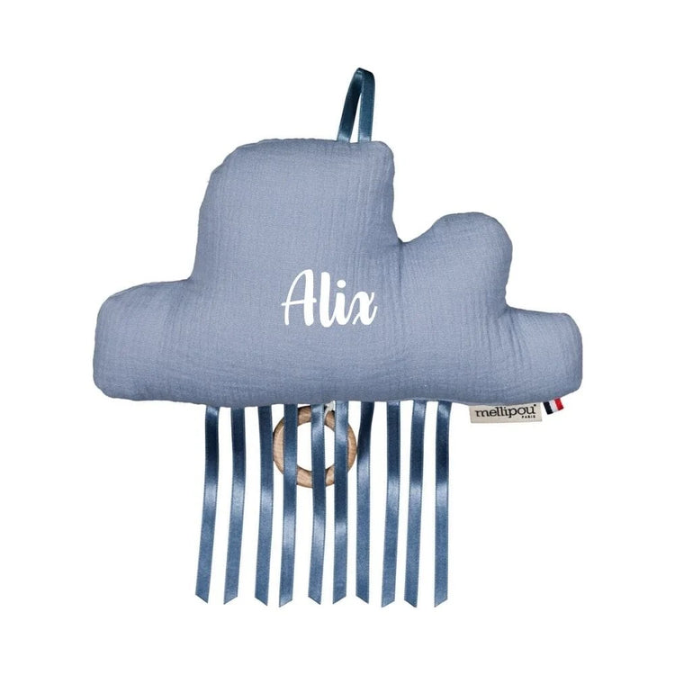 personnalisation prénom peluche musicale personnalisée nuage bleu cadeau de naissance original