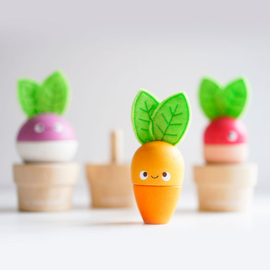 Légumes en bois, jouet pour enfant de 18 mois et plus. Mini potager à reconstituer (empilable) ou à mixer au grès des envies.