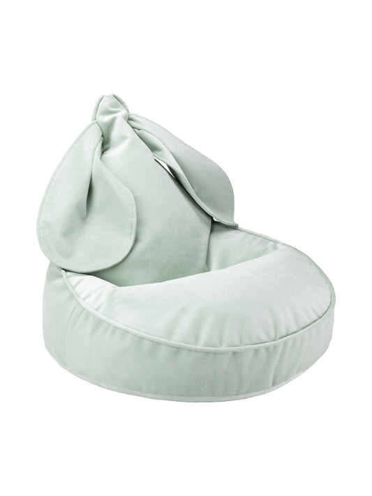 Fauteuil pouf poire pour chambre d'enfant. Couleur vert pâle, misty. Wigiwama. Confortable, tendance et écoresponsable.