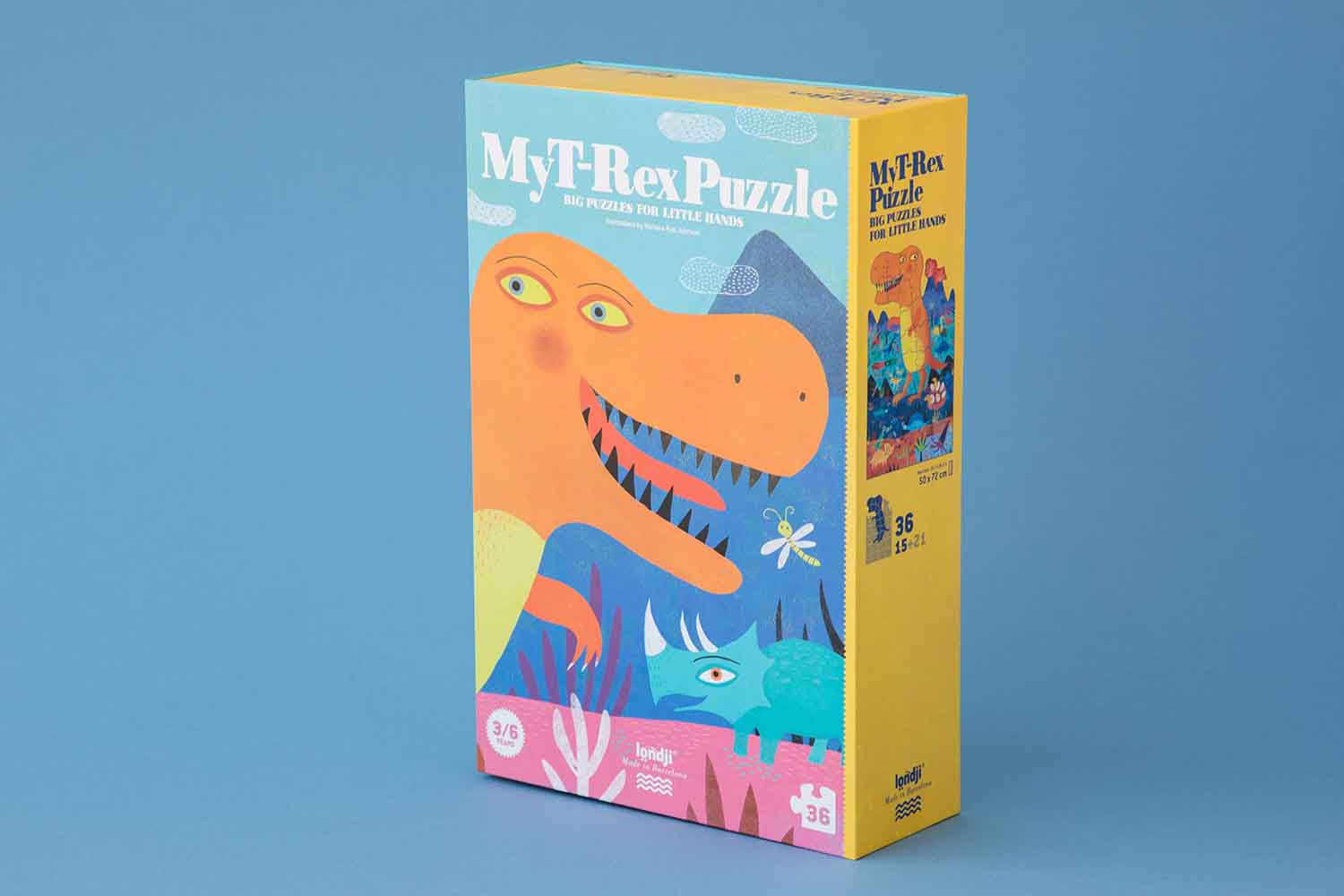 Puzzle dinosaure pour enfant de 3 ans à 6 ans. Fabriqué en Espagne. Puzzle écoresponsable. T-rex dinosaure. 