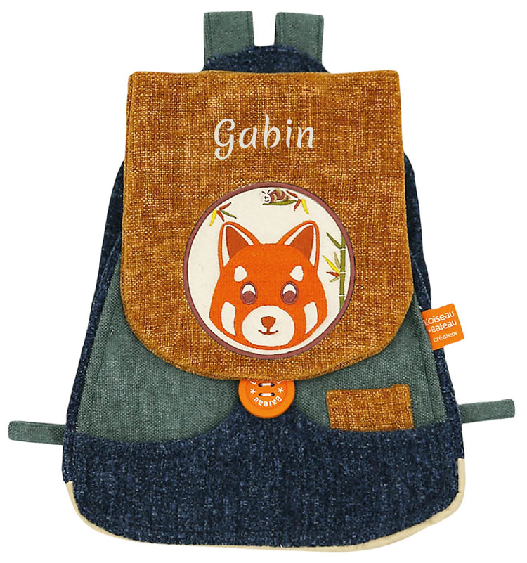 Sac à dos bébé garçon personnalisé Panda Roux en tissus Oeko-Tex