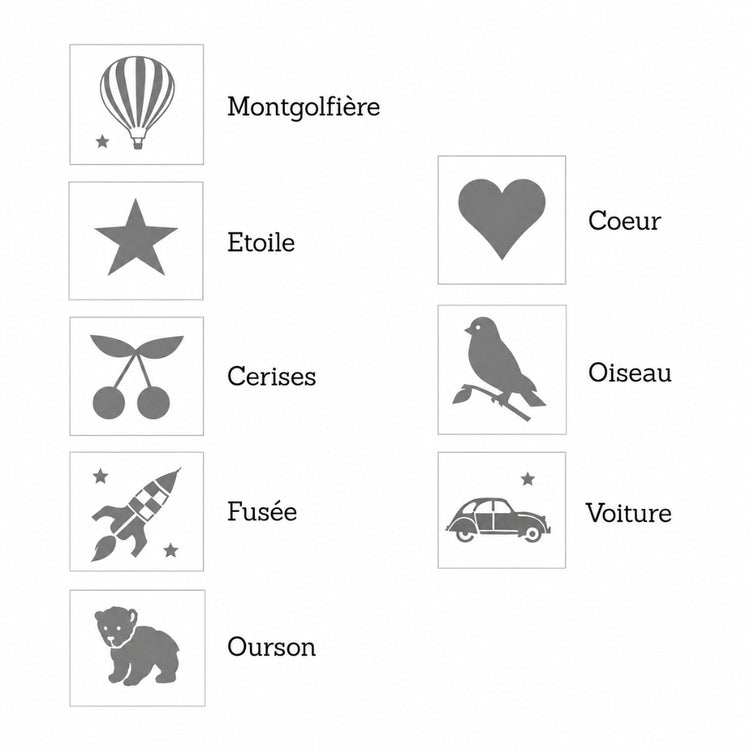 Motifs disponibles pour personnaliser le sac à dos Les Griottes