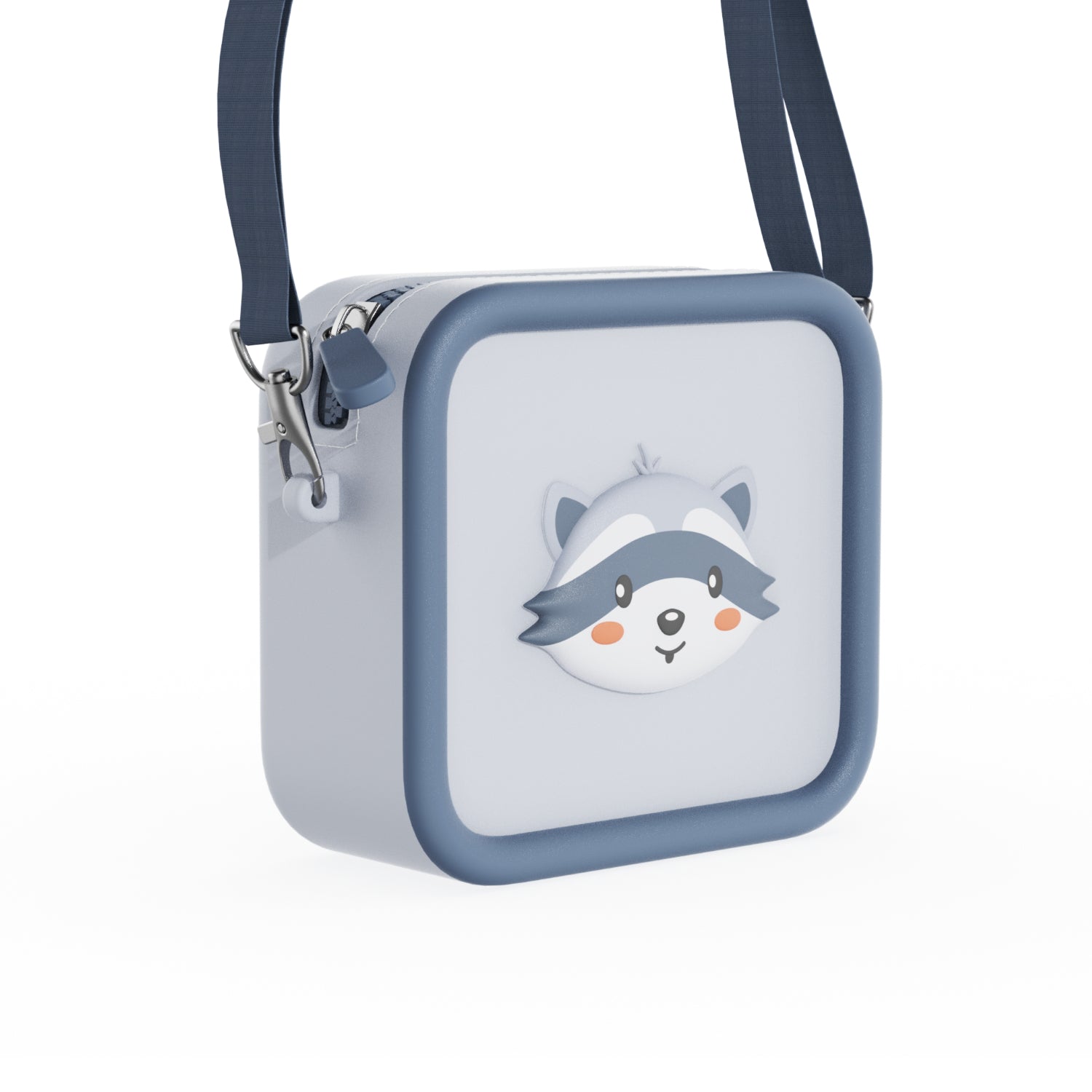 Sac en silicone Raton laveur bleu The Zoo Family, avec motif en relief et bordure bleue
