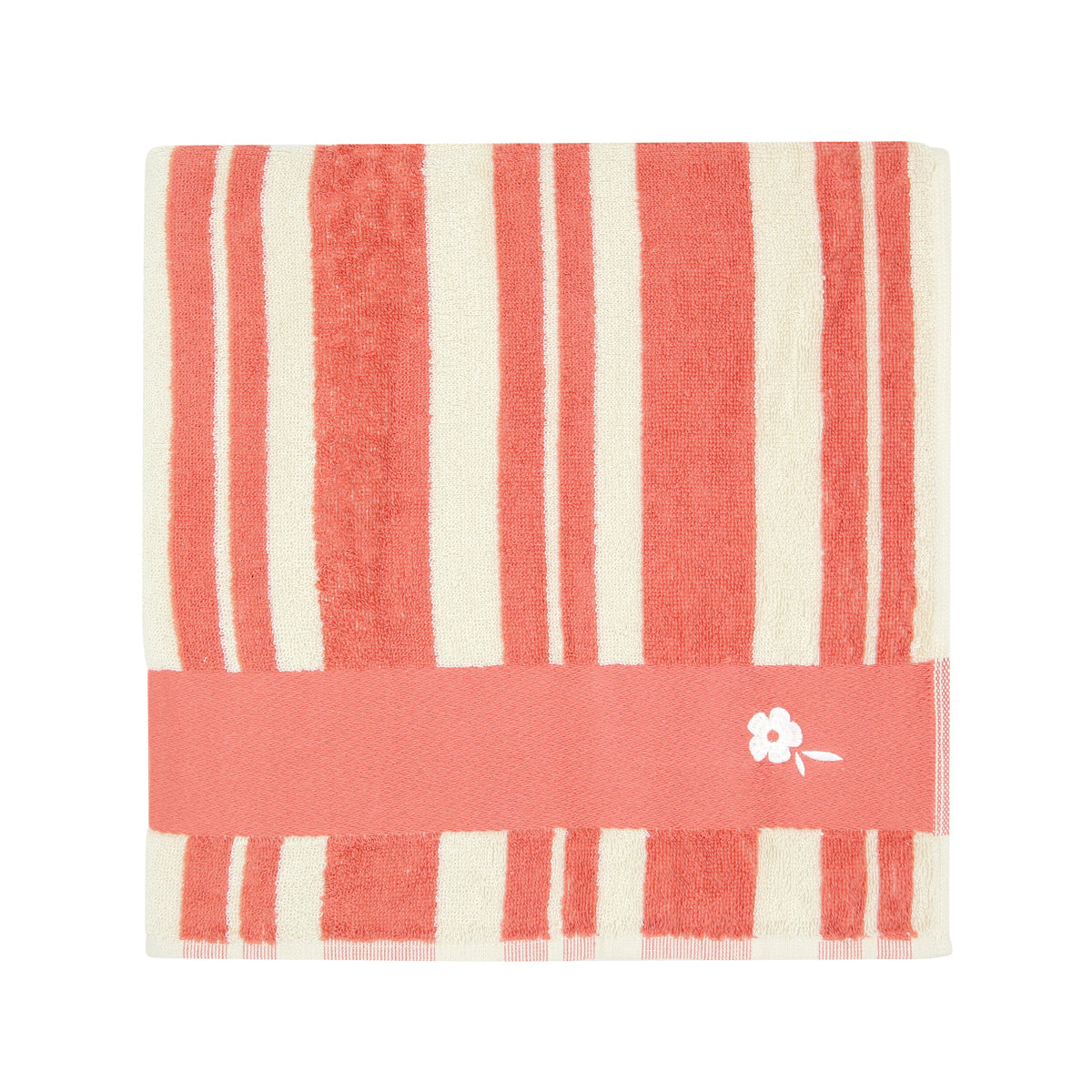 Serviette enfant rayée personnalisable rose, éponge Oeko-Tex