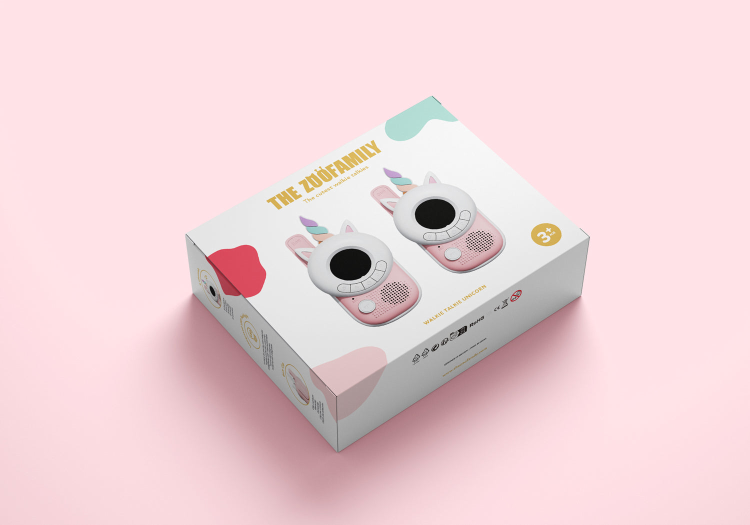 Talkie-walkie licorne rose avec boutons ergonomiques