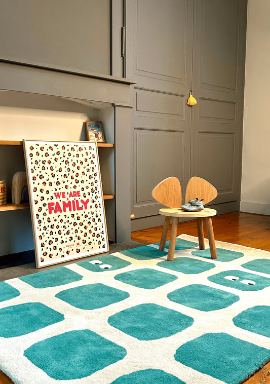 Tapis biologique pour bébé. Confortable, doux. En coton bio. Bleuu-studio, marque française engagée pour une production écoresponsable et éthique.