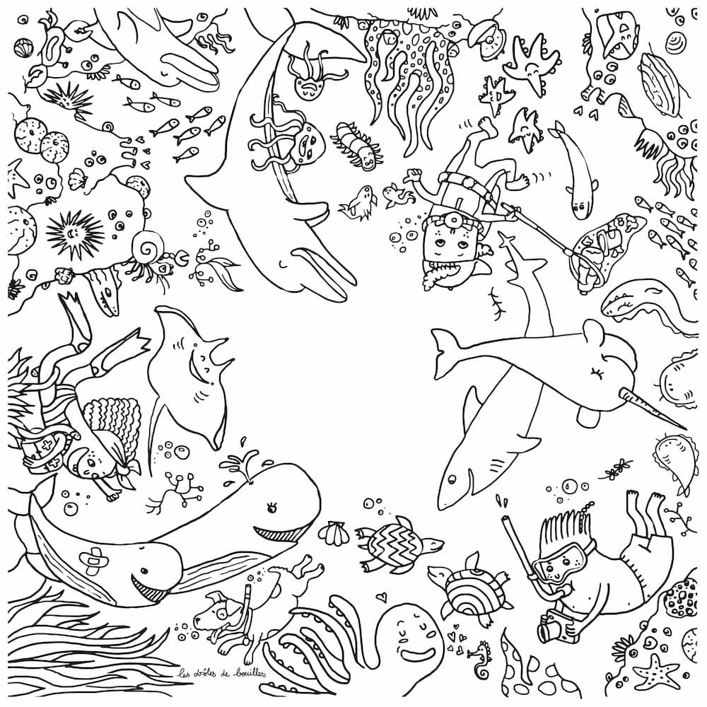 Motif à colorier thème Océan – table coloriage enfant