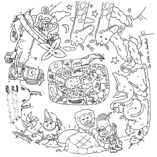 Motif à colorier thème Savane – table coloriage enfant