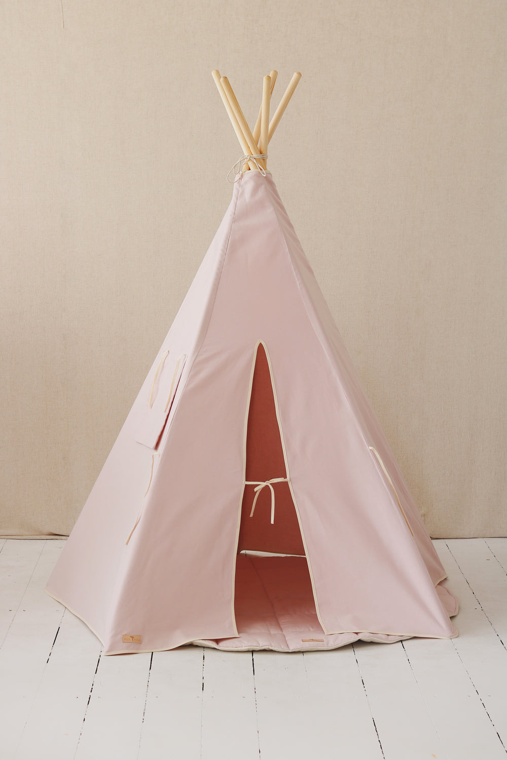 Tipi rose en coton bio avec finition soignée – espace de jeu pour enfants