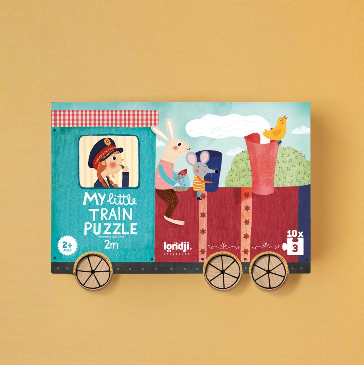 Puzzle pour apprendre à compter, animaux pour enfant de 3 ans. Ecoresponsable. Durable. Made in Barcelone.