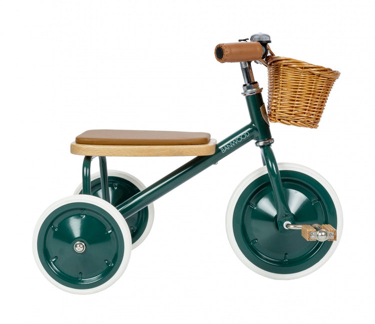 Tricycle en métal vintage Banwood vert sapin pour enfant dès 2 ans