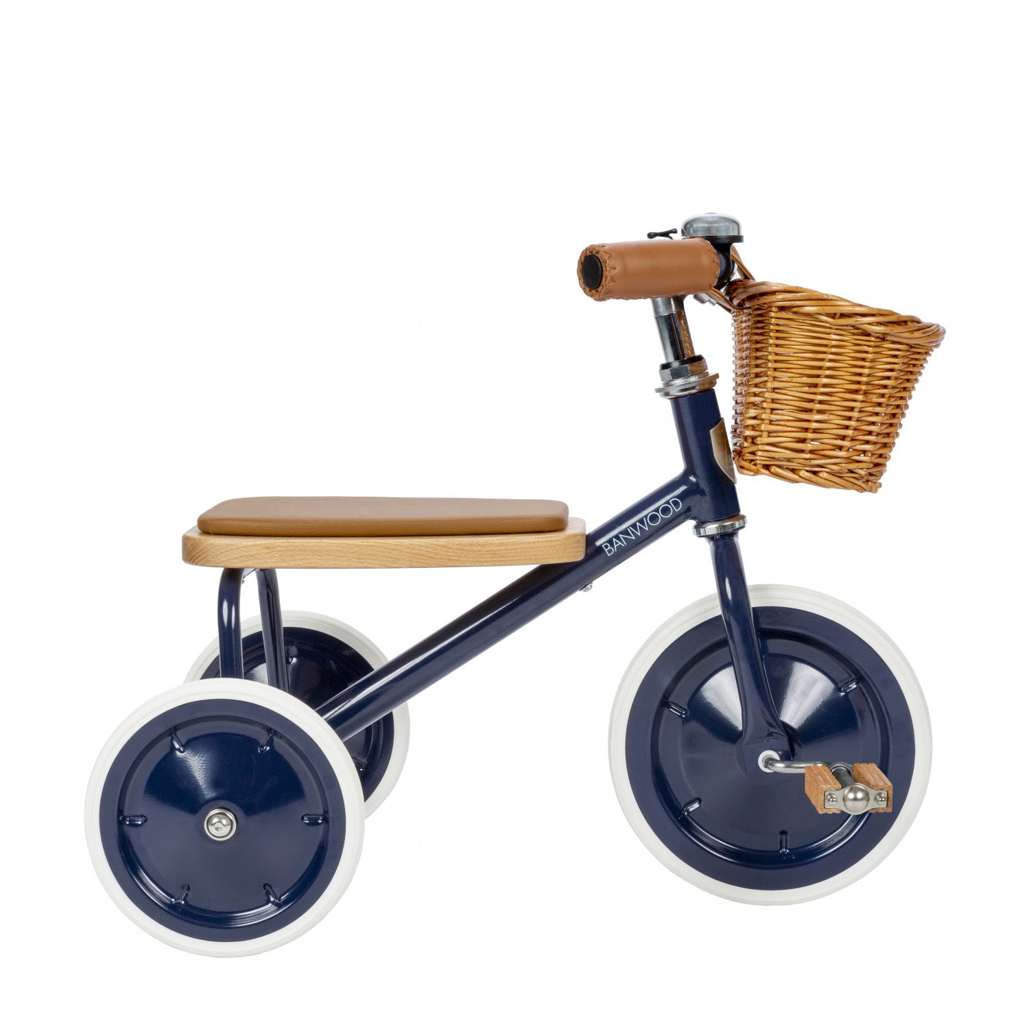 Tricycle en métal vintage Banwood bleu navy, cadeau idéal pour enfant