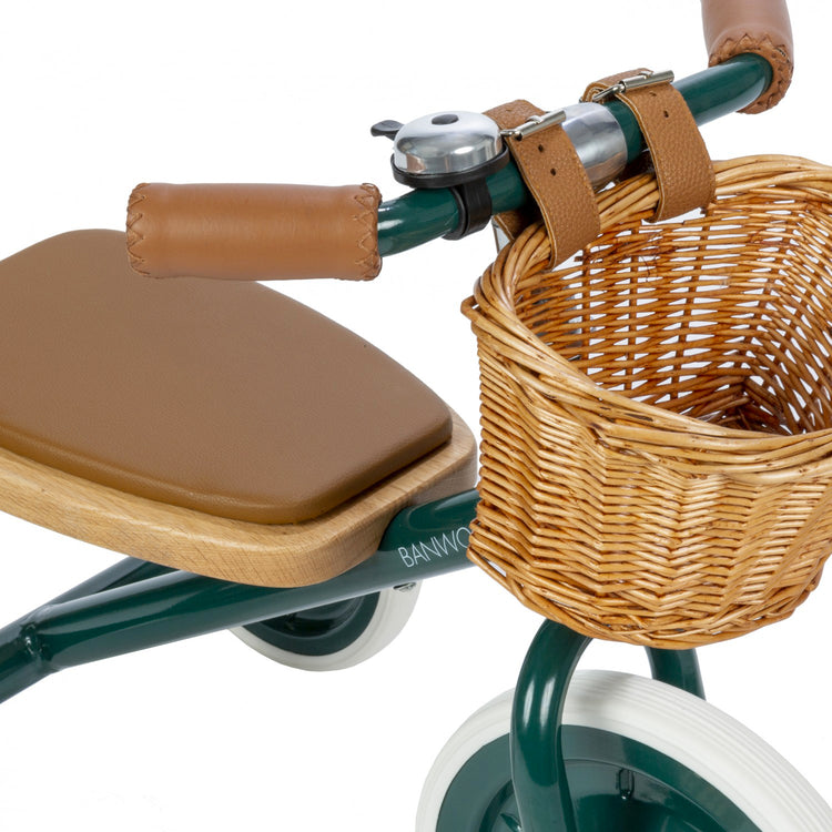 Tricycle rétro Banwood vert en métal pour balades en plein air