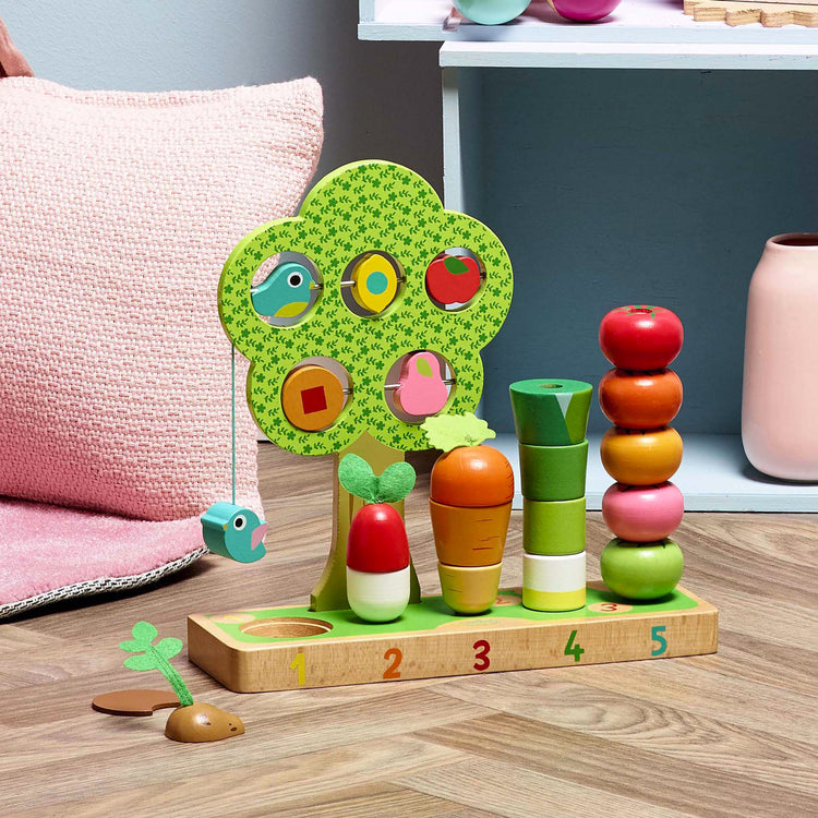 Jouet à compter VILAC en déco, potager coloré pour chambre d’enfant.
