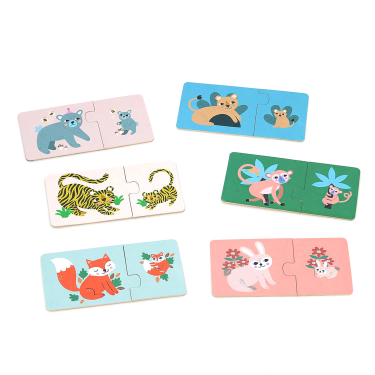 Puzzles d’association maman/bébé animaux en bois VILAC dès 2 ans.